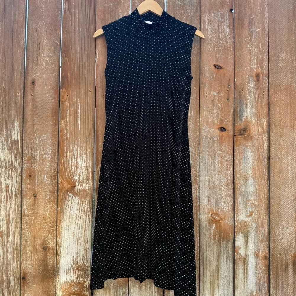 DRESSBARN Women’s Black White Polka Dot Sleeveless A Line Dress Size 6
